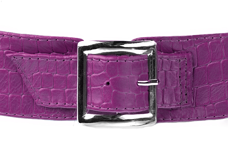 Mauve purple women's calf bracelets, to wear over boots. Rear view - Florence KOOIJMAN